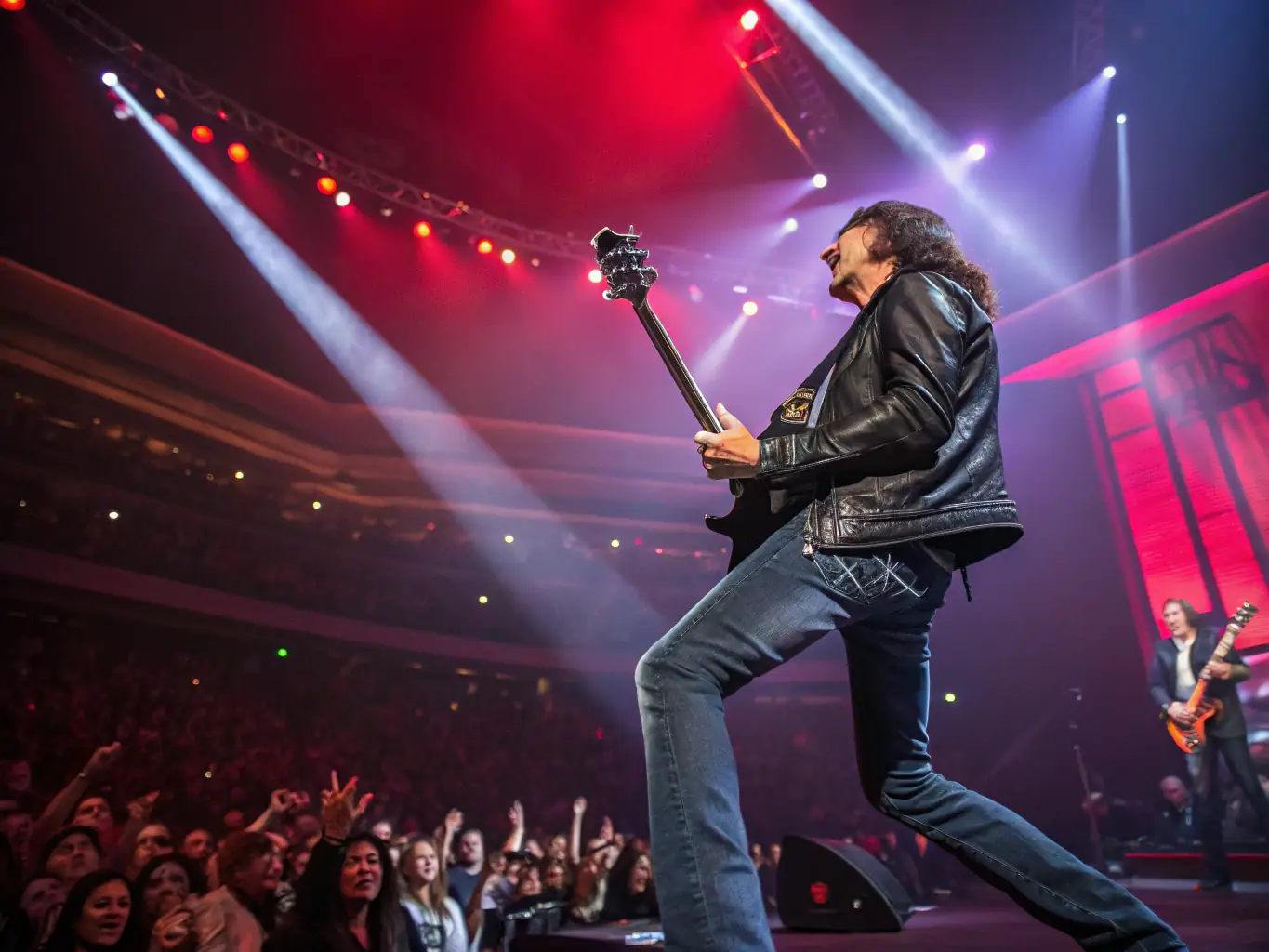 A vibrant image depicting a live concert scene, showcasing musicians on stage with an enthusiastic audience, capturing the energy and excitement of a PARFUMS DE SCENE-supported event.